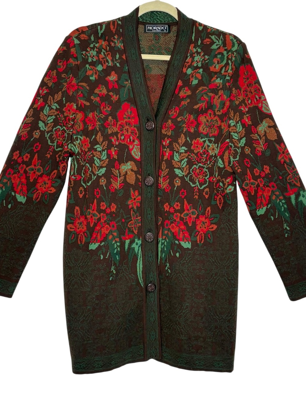 Vintage Granny Rose Garden Long Floral Cardigan | M